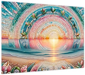 Tablou pe sticlă – Mozaic al soarelui la apus (70x50 cm)