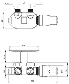 Supapa termostatica, alb mat, pentru calorifer baie, dreapta, Deante Alb mat
