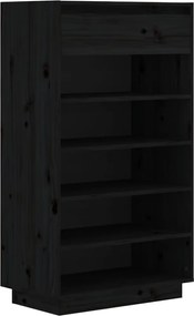 vidaXL Pantofar, negru, 60x34x105 cm, lemn masiv de pin