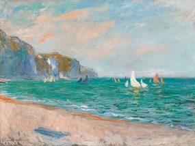 Reproducere Boats Below the Pourville Cliffs, Claude Monet