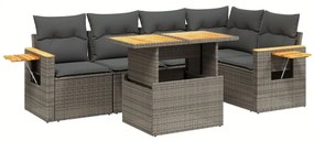 3273510 vidaXL Set mobilier grădină cu perne, 6 piese, gri, poliratan