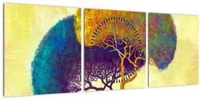 Tablou - Copaci în deal (cu ceas) (90x30 cm)