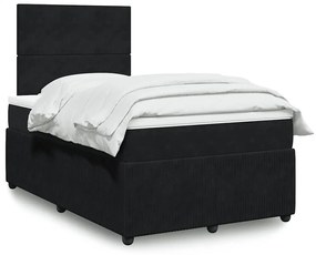 vidaXL Pat box spring cu saltea, negru, 120x200 cm, catifea
