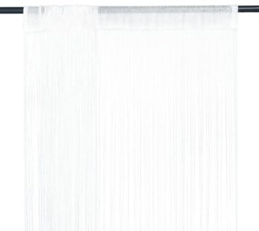 Draperii cu franjuri, 2 buc., 140 x 250 cm, alb 2, Alb, 140 cm