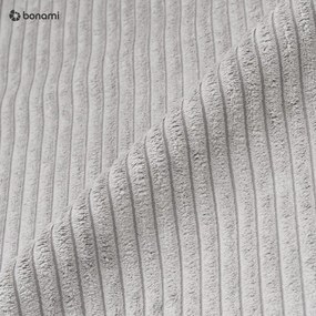 Taburet gri deschis cu tapițerie din catifea reiată Nihad – Bobochic Paris