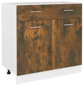Dulap inferior de chiuveta, stejar fumuriu, 80x46x81,5 cm, lemn Stejar afumat, 1