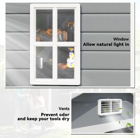 Outsunny Magazie Metalica pentru Gradina Gri Spatiu Depozitare Exterior | Aosom Romania