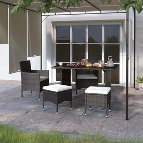 310610 vidaXL Set cu scaun de grădină și taburet, 4 piese, negru, poliratan
