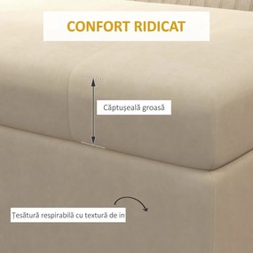 HOMCOM Bancă de Depozitare Rectangulară cu Șezut Căptușit și Picioare din Oțel, 110x44x49 cm, Bej | Aosom Romania