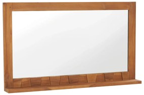 Oglinda de perete cu raft, 100x12x60 cm, lemn masiv de tec 1, 100 x 12 x 60 cm