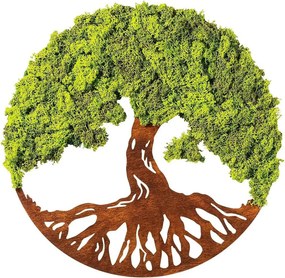 Decoratiune perete TREE OF LIFE 3, verde/maro, 44x1x44 cm