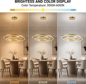 Brilagi-LED Lustră suspendată dimabilă pe cablu TWISTER LED/75W/230V 3000–6000K aurie + telecomandă