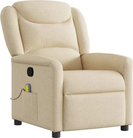 vidaXL Fotoliu rabatabil de masaj, crem, material textil