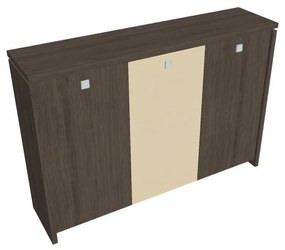 Dulap mediu pentru haine Verno 188 x 46 x 130 cm, uși combinate, stejar antracit / vanilie