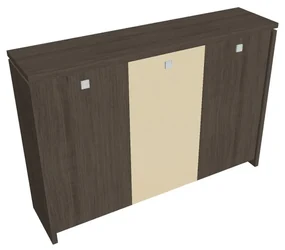 Dulap mediu pentru haine Verno 188 x 46 x 130 cm, uși combinate, stejar antracit / vanilie