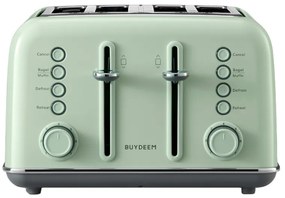 Prajitor de pаine BUYDEEM DT640E, 1800W, 4 felii, 7 programe automate, 7 trepte de prajire, indicatori LED, Tavi pentru firimituri, Pop-up inalt, Verde