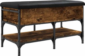 vidaXL Bancă de pantofi, stejar fumuriu, 82x42x45 cm, lemn prelucrat