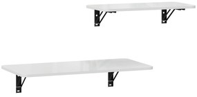HOMCOM Lot de 2 tables pliantes murales, table murale rabattable en bois, pentru bucătărie, sufragerie, birou, alb lucios | Aosom Romania