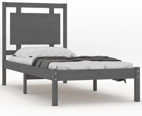 3105502 vidaXL Cadru de pat single, gri, 90x190 cm, lemn masiv