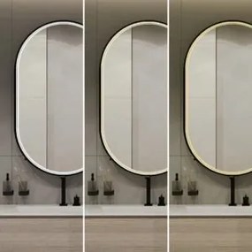 Oglindă de baie LED Elit’s Premium cu dezaburire – 50 × 90 cm, ramă neagră