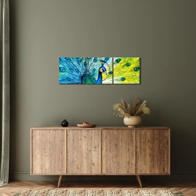 Tablou - Păun (cu ceas) (90x30 cm)