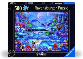 PUZZLE ANIMALE MARINE 500 PIESE STRALUCESTE IN INTUNERIC DESIGN NOU - RAVENSBURGER (RVSPA00478)