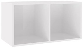 800123 vidaXL Cutie de depozitare viniluri, alb extralucios, 71x34x36 cm lemn