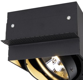 Set de 6 spoturi îngropate negre GU10 AR111 fără ramă 2 lumini - Oneon