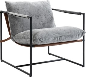 HOMCOM Fotoliu de salon, fotoliu auxiliar tapițat din velur imprimat, șezut larg și structură din oțel, 77x91x80cm, gri | Aosom Romania