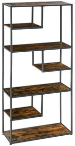 HOMCOM Bibliotecă raft de depozitare cu 7 nivele cadru din oțel stil industrial 83 x 34 x 180 cm negru | Aosom Romania