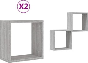 vidaXL Rafturi cuburi de perete 2 buc Gri Sonoma 30x15x30 cm