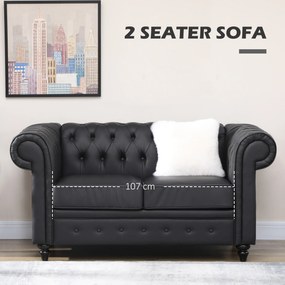 HOMCOM Canapea 2 Locuri Confortabilă, Piele Sintetică, 160x84x80 cm | Aosom Romania