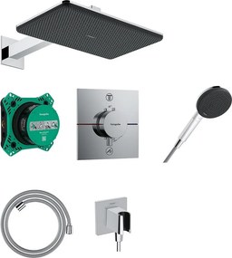 Sistem de dus incastrat Hansgrohe Raindance Alive Q cu termostat si corp ingropat finisaj crom lucios