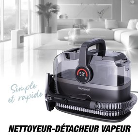 Aparat multifunctional cu aburi si aspirator Techwood TAN-7066V, 600/800W, Rezervor de apa curata si reziduala, 3 moduri, Afisaj digital, Gri Inchis