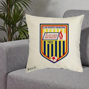 Perna Personalizata CSM Flacara Moreni 1922 Fotbal, 40x40 cm, Ecru, Husa Detasabila, Perna Inclusa, BEKZ®