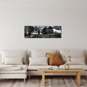 Tablou cu cerul întunecat (cu ceas) (90x30 cm)