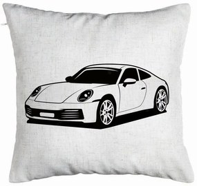 Perna Decorativa, Model Porsche 911, 40x40 cm, Alb Murdar, Husa Detasabila, Burduf