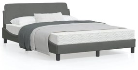 373186 vidaXL Cadru de pat cu tăblie, gri închis, 140x200 cm, textil