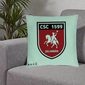 Perna Personalizata CSC 1599 Selimbar Fotbal, 40x40 cm, Verde Menta, Husa Detasabila, Perna Inclusa, BEKZ®