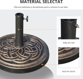 Outsunny Suport Umbrelă 12kg, Design Rotund, Stil Bronz, pentru Exterior | Aosom Romania