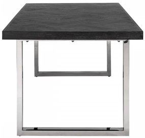 Masa dreptunghiulara cu blat din lemn de stejar Blackbone 77 x 220 x 100 cm gri inchis/argintiu