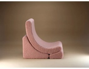 Fotoliu de copii roz cu tapițerie din țesătură bouclé Moon – Wigiwama