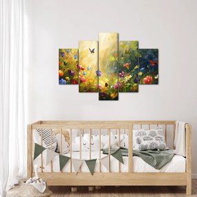 Tablou - Pajiște cu flori de primăvară, pictură (150x105 cm)