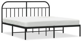 353638 vidaXL Cadru de pat metalic cu tăblie, negru, 160x200 cm