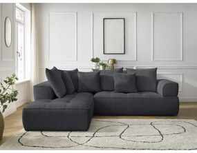 Colțar gri închis cu tapițerie din chenille (cu colț pe partea stângă/în formă de ”L”) Whesley – Bobochic Paris