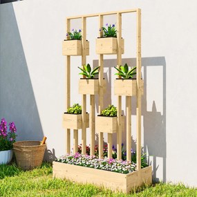 Outsunny Pat înălțat cu spalier, jardiniere din lemn, ghiveci 90 x 45 x 170 cm | Aosom Romania