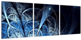 Tablou - Floare albastru închis (cu ceas) (90x30 cm)