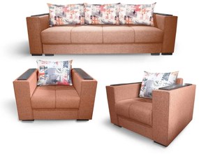 Set living canapea cu 2 fotolii 3+1+1 Solis N52 caramiziu
