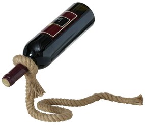 Suport pentru sticle de vin din fier, împletit cu sfoară, 15 x 16 cm