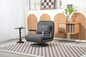 RESIGILAT- Fotoliu tip canapea extensibilă, pivotant, cu pernă, textil, Gri